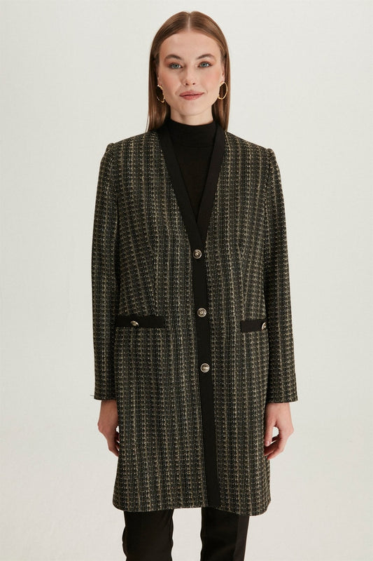 Manteau Long avec Détails Boutonnés