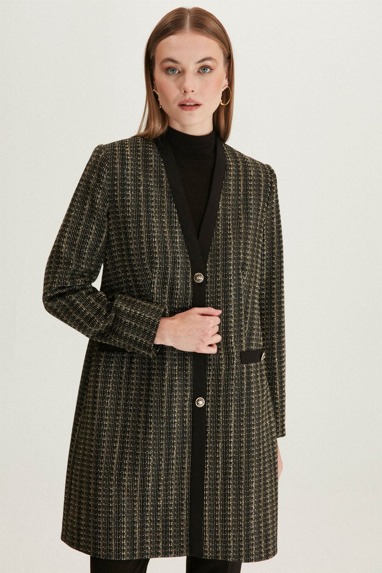 Manteau Long avec Détails Boutonnés