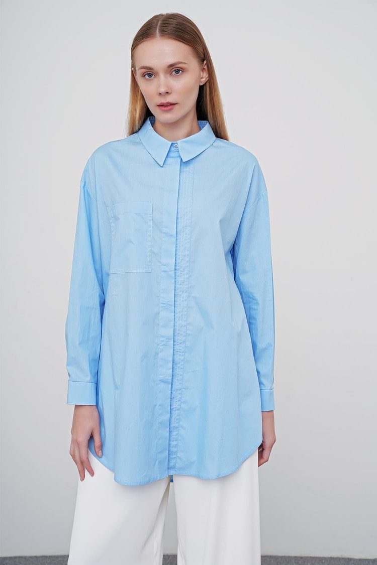 Chemise Basique avec Détail de Poche