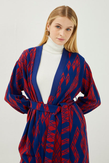 Manteau en Laine Bleu et Rouge