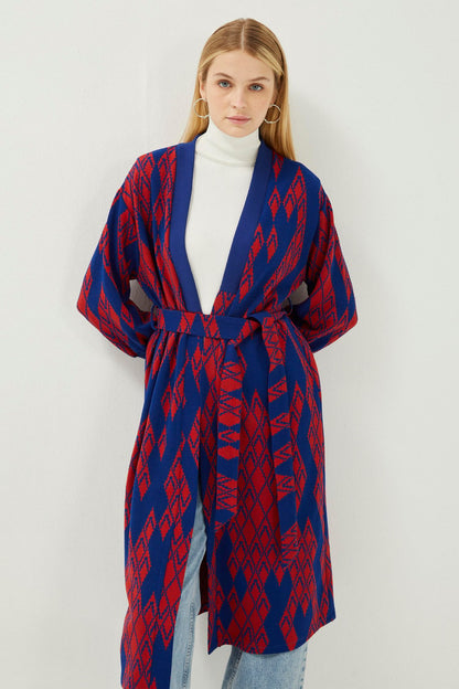 Manteau en Laine Bleu et Rouge